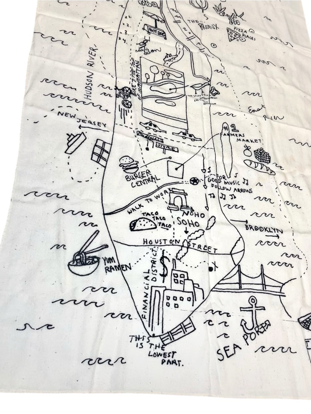 Madewell Wool Cityguide Scarf Wrap NYC Map Doodle Manhattan New York City Folk